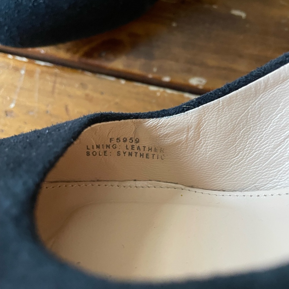 J. Crew Evie Ballet Heel Pump Shoes Black Suede Sz 8.5 Made In Italy - Picture 2 of 7